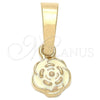 Oro Laminado Fancy Pendant, Gold Filled Style Flower Design, White Enamel Finish, Golden Finish, 05.163.0071