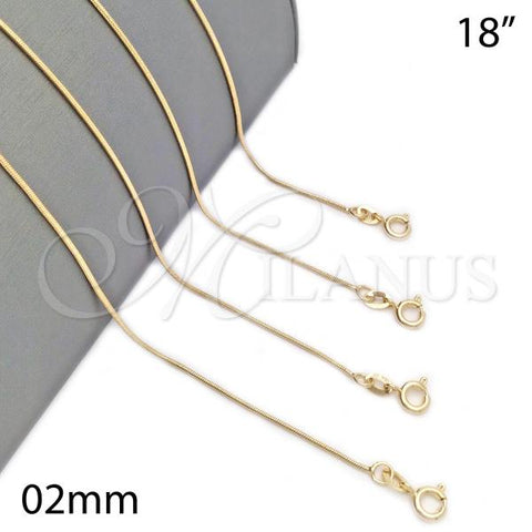 Oro Laminado Basic Necklace, Gold Filled Style Polished, Golden Finish, 04.58.0009.18