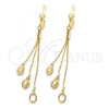 Oro Laminado Long Earring, Gold Filled Style with  Cubic Zirconia, Golden Finish, 5.109.007