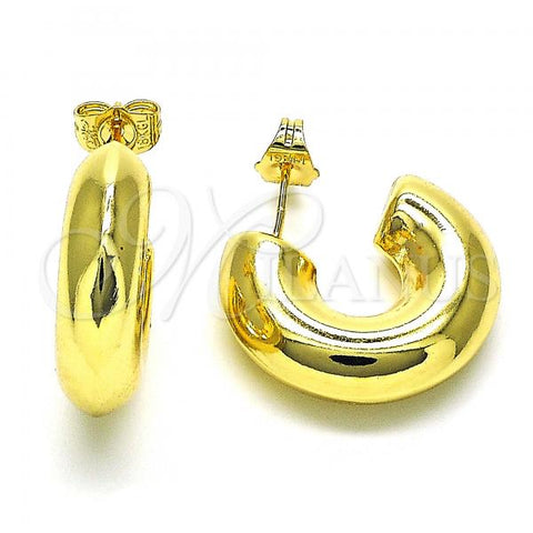 Oro Laminado Stud Earring, Gold Filled Style Chunky Design, Polished, Golden Finish, 02.163.0160.25