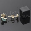 Oro Laminado Stud Earring, Gold Filled Style Heart Design, Blue Enamel Finish, Golden Finish, 02.64.0248 *PROMO*