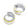 Stainless Steel Huggie Hoop, Matte Finish, Two Tone, 02.384.0002.12