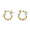 Oro Laminado Small Hoop, Gold Filled Style Diamond Cutting Finish, Tricolor, 02.96.0088.2.12