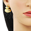 Oro Laminado Dangle Earring, Gold Filled Style Chunky Design, Polished, Golden Finish, 02.368.0082