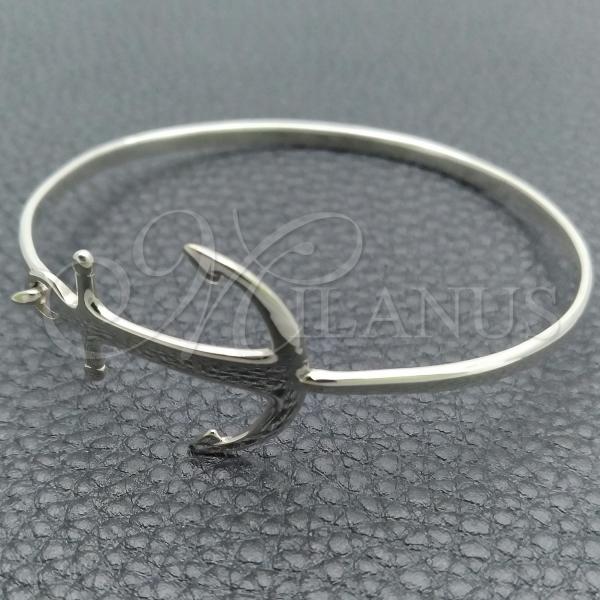 Sterling Silver Individual Bangle, Anchor Design, Polished, Silver Finish, 07.395.0004.05