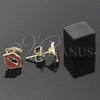 Oro Laminado Stud Earring, Gold Filled Style Lips Design, Red Enamel Finish, Golden Finish, 02.64.0306 *PROMO*