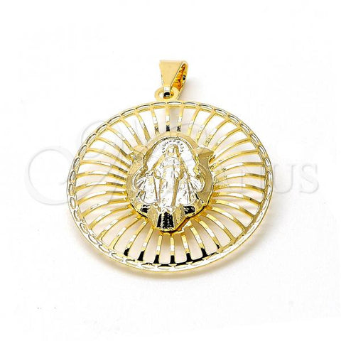 Oro Laminado Religious Pendant, Gold Filled Style San Benito Design, Polished, Golden Finish, 05.09.0035