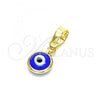 Oro Laminado Fancy Pendant, Gold Filled Style Evil Eye Design, Blue Resin Finish, Golden Finish, 05.63.1162