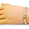 Oro Laminado Solid Bracelet, Gold Filled Style Heart Design, Diamond Cutting Finish, Golden Finish, 03.413.0001.07