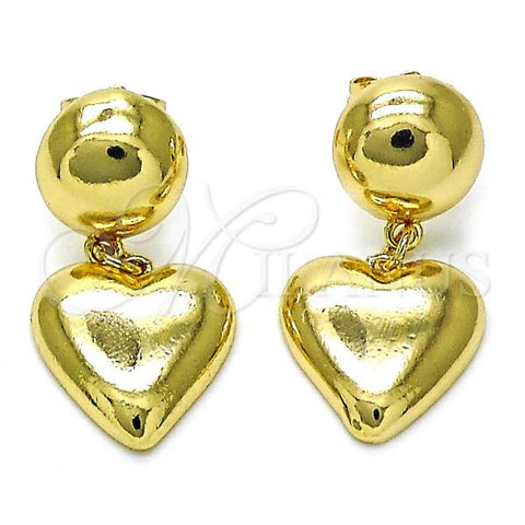 Oro Laminado Dangle Earring, Gold Filled Style Chunky Design, Polished, Golden Finish, 02.385.0046