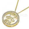 Oro Laminado Pendant Necklace, Gold Filled Style Little Boy Design, with White Micro Pave, Polished, Golden Finish, 04.156.0278.20