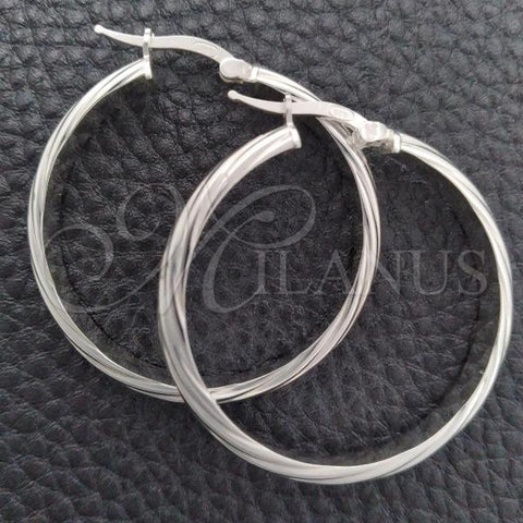 Sterling Silver Medium Hoop, Diamond Cutting Finish, Silver Finish, 02.389.0174.30