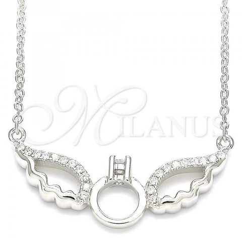 Sterling Silver Pendant Necklace, with White Cubic Zirconia and White Crystal, Polished, Rhodium Finish, 04.336.0147.16