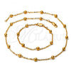 Oro Laminado Necklace and Bracelet, Gold Filled Style Ball Design, Golden Finish, 5.007.001