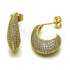 Oro Laminado Stud Earring, Gold Filled Style with White Cubic Zirconia, Polished, Golden Finish, 02.283.0290