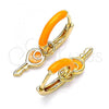 Oro Laminado Huggie Hoop, Gold Filled Style key Design, Orange Enamel Finish, Golden Finish, 02.213.0211.2.12