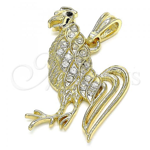 Oro Laminado Fancy Pendant, Gold Filled Style with White Crystal, Polished, Golden Finish, 05.351.0118