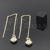 Oro Laminado Threader Earring, Gold Filled Style Sun Design, Golden Finish, 93.007