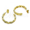 Oro Laminado Medium Hoop, Gold Filled Style Evil Eye Design, with White Micro Pave, Polished, Golden Finish, 02.210.0780.30