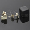Oro Laminado Stud Earring, Gold Filled Style Heart Design, Green Enamel Finish, Golden Finish, 02.64.0375 *PROMO*