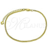 Oro Laminado Basic Anklet, Gold Filled Style Miami Cuban Design, Diamond Cutting Finish, Golden Finish, 04.213.0157.09