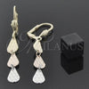 Oro Laminado Long Earring, Gold Filled Style Teardrop Design, Diamond Cutting Finish, Tricolor, 02.63.2142