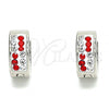 Stainless Steel Huggie Hoop, with Garnet and White Crystal, Polished, Steel Finish, 02.230.0074.12