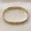 Oro Laminado Solid Bracelet, Gold Filled Style Greek Key Design, Polished, Golden Finish, 03.213.0382.08