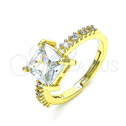 Oro Laminado Multi Stone Ring, Gold Filled Style with White Cubic Zirconia and White Micro Pave, Polished, Golden Finish, 01.284.0056.1