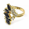 Oro Laminado Multi Stone Ring, Gold Filled Style with Black and White Cubic Zirconia, Polished, Golden Finish, 01.283.0008.08 (Size 8)