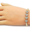 Oro Laminado Fancy Bracelet, Gold Filled Style Heart Design, with White Cubic Zirconia, Polished, Golden Finish, 03.283.0487.07