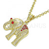 Oro Laminado Fancy Pendant, Gold Filled Style Elephant Design, with Garnet Crystal, Polished, Golden Finish, 05.351.0103.1