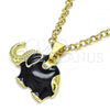 Oro Laminado Fancy Pendant, Gold Filled Style Elephant Design, Black Enamel Finish, Golden Finish, 05.253.0120