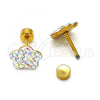 Stainless Steel Stud Earring, Flower Design, with Aurore Boreale Crystal, Polished, Golden Finish, 02.271.0020.1