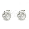 Sterling Silver Stud Earring, Tree Design, with White Cubic Zirconia, Polished, Rhodium Finish, 02.369.0034