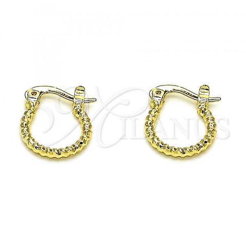 Oro Laminado Small Hoop, Gold Filled Style Diamond Cutting Finish, Golden Finish, 02.96.0083.12