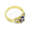 Oro Laminado Multi Stone Ring, Gold Filled Style with Amethyst and White Cubic Zirconia, Polished, Golden Finish, 01.284.0048.1.08