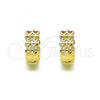 Oro Laminado Huggie Hoop, Gold Filled Style Heart Design, Polished, Tricolor, 02.213.0506.12