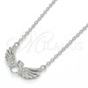 Sterling Silver Pendant Necklace, with White Cubic Zirconia and White Crystal, Polished, Rhodium Finish, 04.336.0005.16
