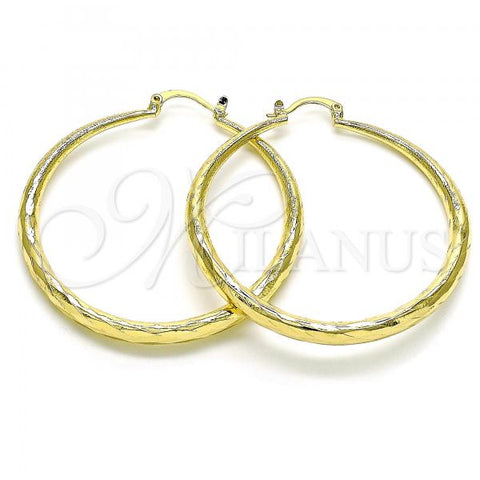 Oro Laminado Large Hoop, Gold Filled Style Hollow Design, Diamond Cutting Finish, Golden Finish, 02.213.0441.50