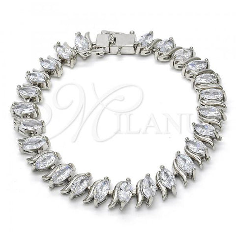 Rhodium Plated Tennis Bracelet, with White Cubic Zirconia, Polished, Rhodium Finish, 03.210.0080.5.08