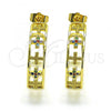 Oro Laminado Medium Hoop, Gold Filled Style Cross Design, with Multicolor Micro Pave, Polished, Golden Finish, 02.210.0791.1.30