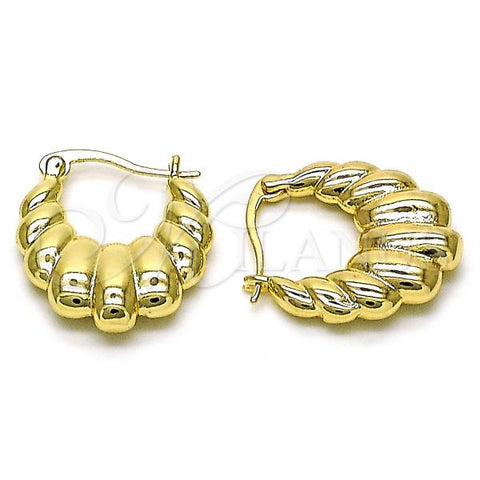 Oro Laminado Small Hoop, Gold Filled Style Chunky Design, Polished, Golden Finish, 02.195.0284.18