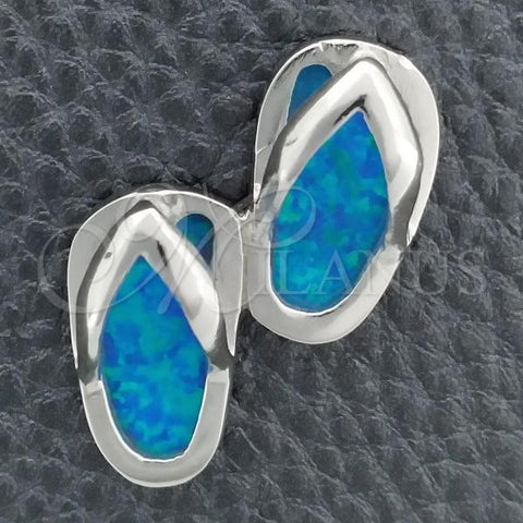 Sterling Silver Fancy Pendant, Shoes Design, with Bermuda Blue Opal, Polished, Silver Finish, 05.391.0002