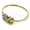Oro Laminado Individual Bangle, Gold Filled Style Love Knot Design, Diamond Cutting Finish, Two Tone, 07.383.0005