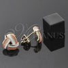 Oro Laminado Stud Earring, Gold Filled Style Love Knot Design, Orange Enamel Finish, Golden Finish, 5.126.057.2 *PROMO*