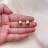Oro Laminado Stud Earring, Gold Filled Style Chunky Design, Polished, Golden Finish, 02.342.0332