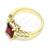 Oro Laminado Multi Stone Ring, Gold Filled Style with Garnet and White Cubic Zirconia, Polished, Golden Finish, 01.221.0014.2.09