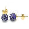Oro Laminado Stud Earring, Gold Filled Style with Violet Crystal, Polished, Golden Finish, 02.63.2707.2