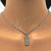 Rhodium Plated Earring and Pendant Adult Set, with White Cubic Zirconia, Polished, Rhodium Finish, 10.217.0016